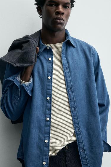 CHEMISE RELAXED FIT EN DENIM - Bleu moyen de Zara - Image 5