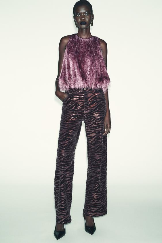 FRINGED CROP TOP - Lilac by Zara - Image 0