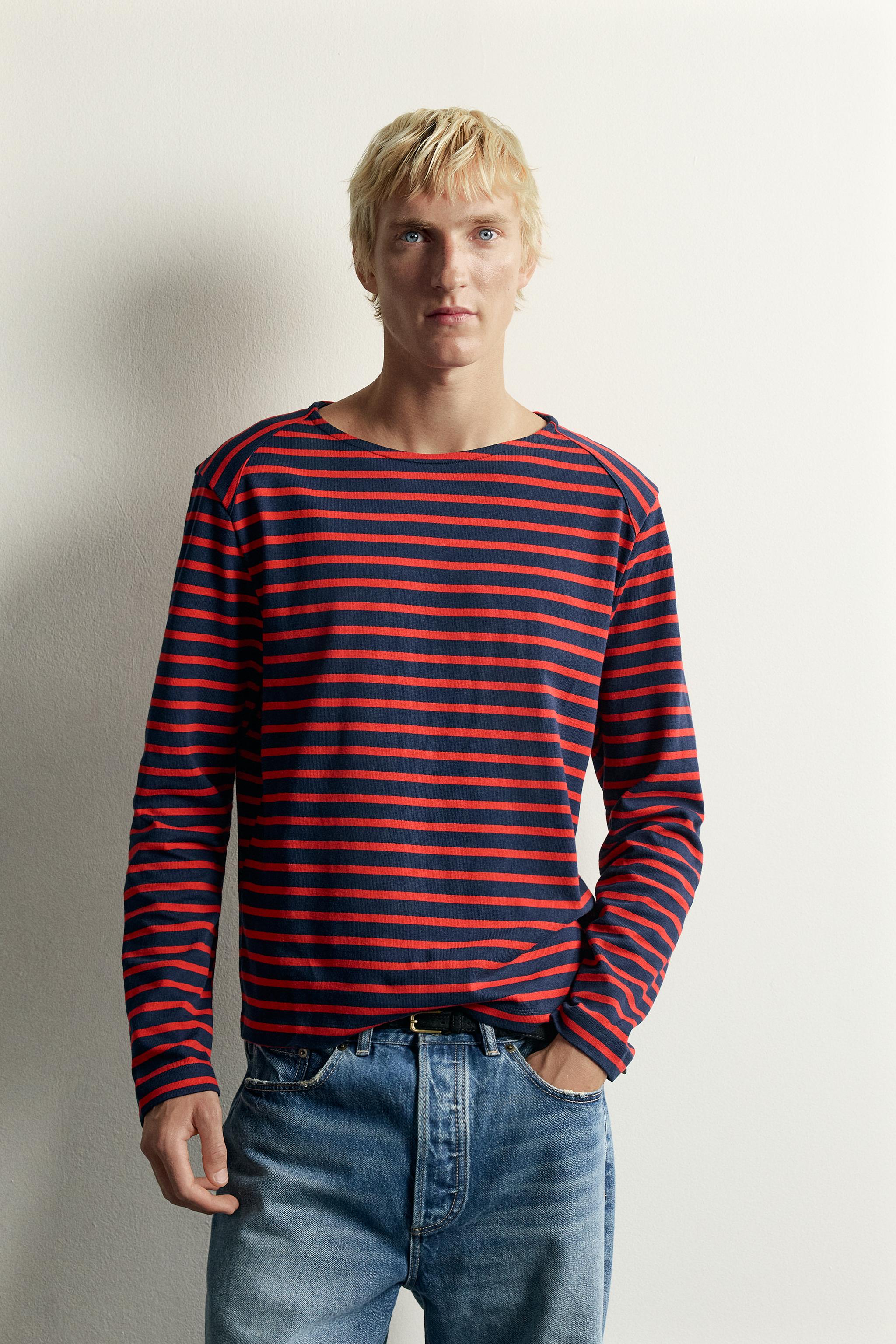 T-SHIRT JACQUARD À RAYURES COUPE DÉCONTRACTÉE