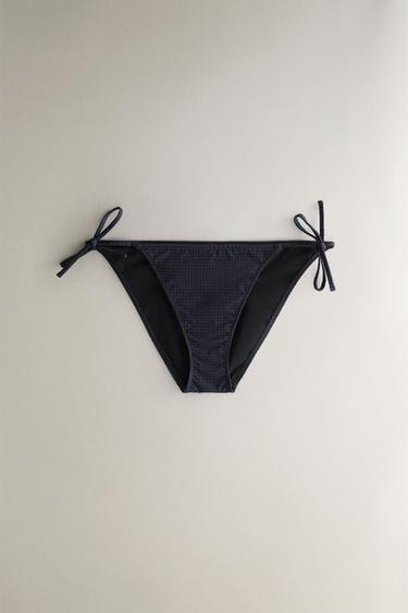 TOP BIKINI MARE LACCETTI VICHY - Blu di Zara - Immagine 0