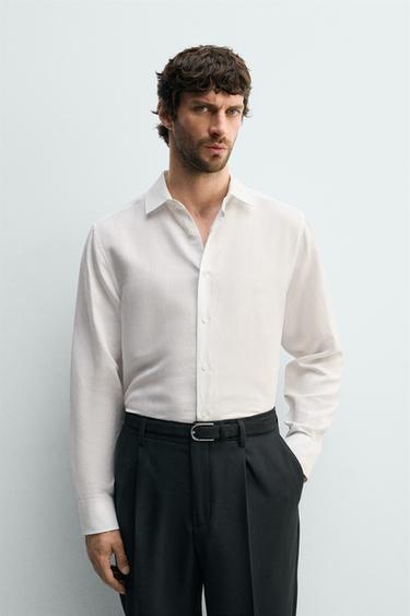 LINEN - LYOCELL REGULAR FIT SHIRT - White by Zara