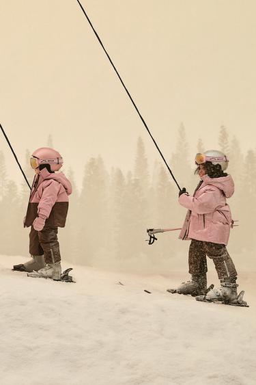 LONG WATERPROOF AND WINDPROOF BIB TROUSERS WITH POCKETS, RECCO® SYSTEM, SKI COLLECTION - Chocolate by Zara