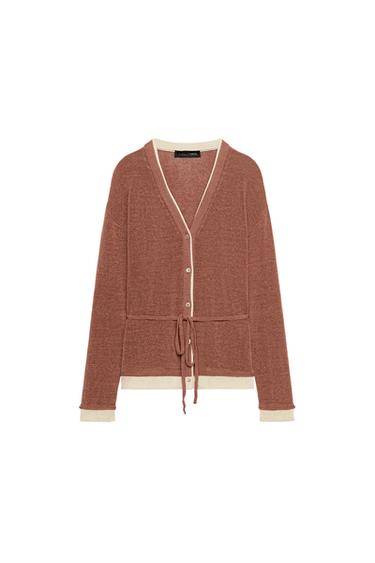 CASACO COMBINADO DE MALHA COM CINTO - MARSALA da Zara