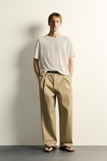 T-SHIRT RELAXED FIT 100% LIN - Écru de Zara