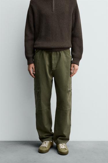 OPRANÉ KALHOTY CARGO RELAXED FIT - Khaki od Zara