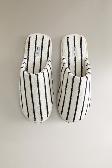 STRIPED TERRY BATH SLIPPERS - White by Zara - Image 2