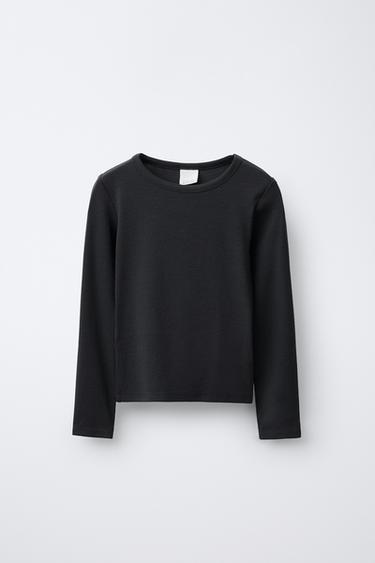 UNIFARBENES T-SHIRT MIT MODAL - Anthrazit von Zara