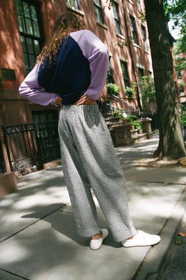 CHECK ELASTIC WAIST TROUSERS - Black / White by Zara