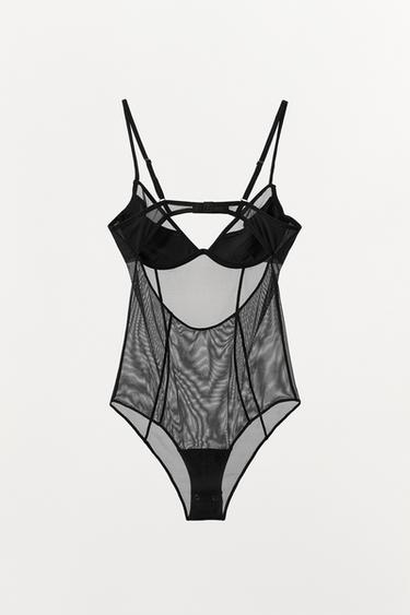 BODY PLISSÉ SEMI-TRANSPARENT - Noir de Zara - Image 6