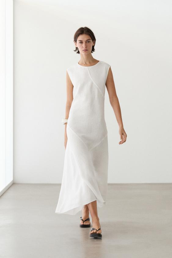 Flowing 100% linen midi dress from Zara - $200