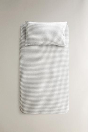 HOUSSE DE COUETTE ENFANT CARREAUX VICHY - Gris bleu de Zara - Image 4