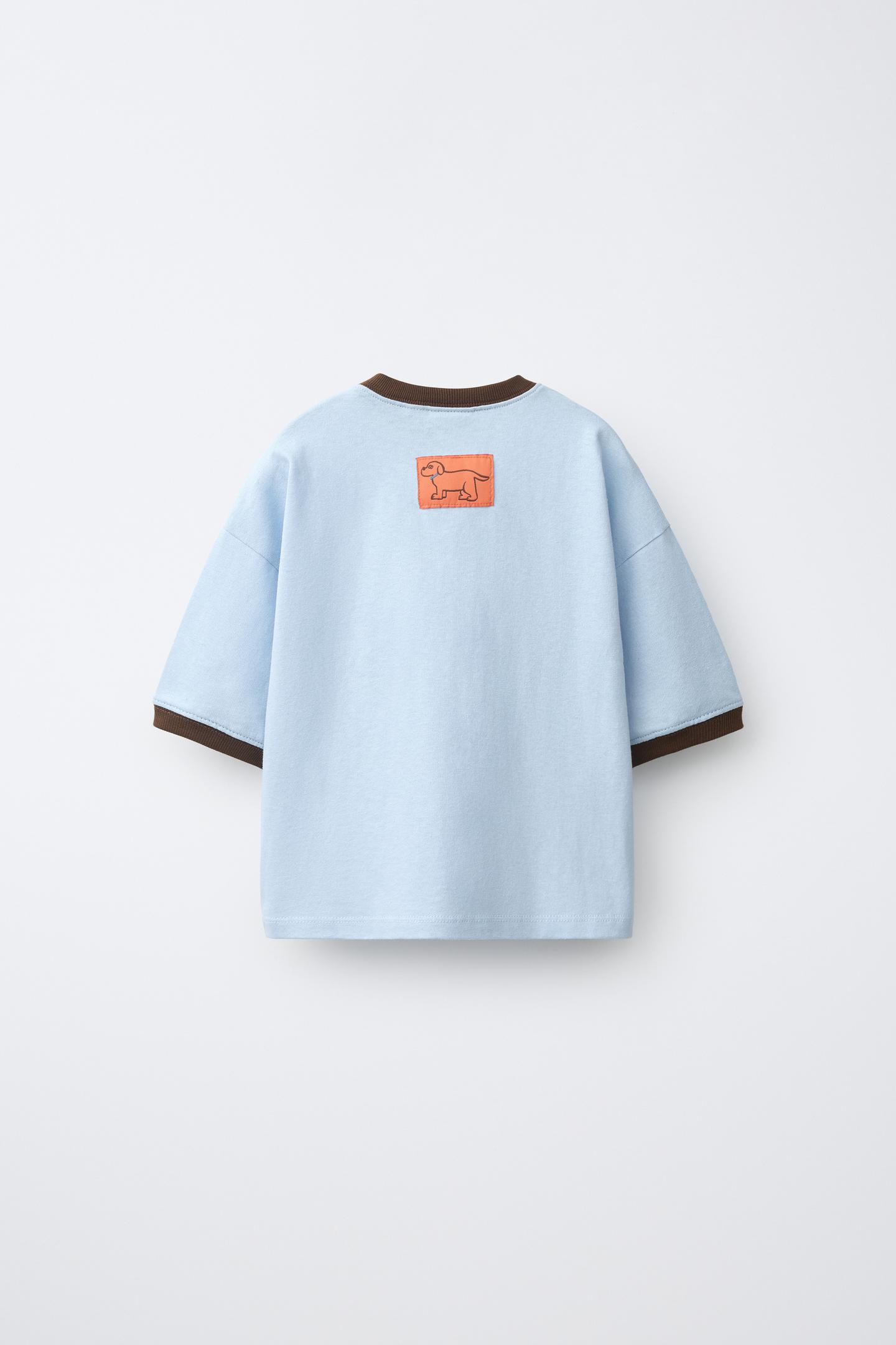 Детская футболка Zara Text Print, цвет: Светлый синий — фото 3