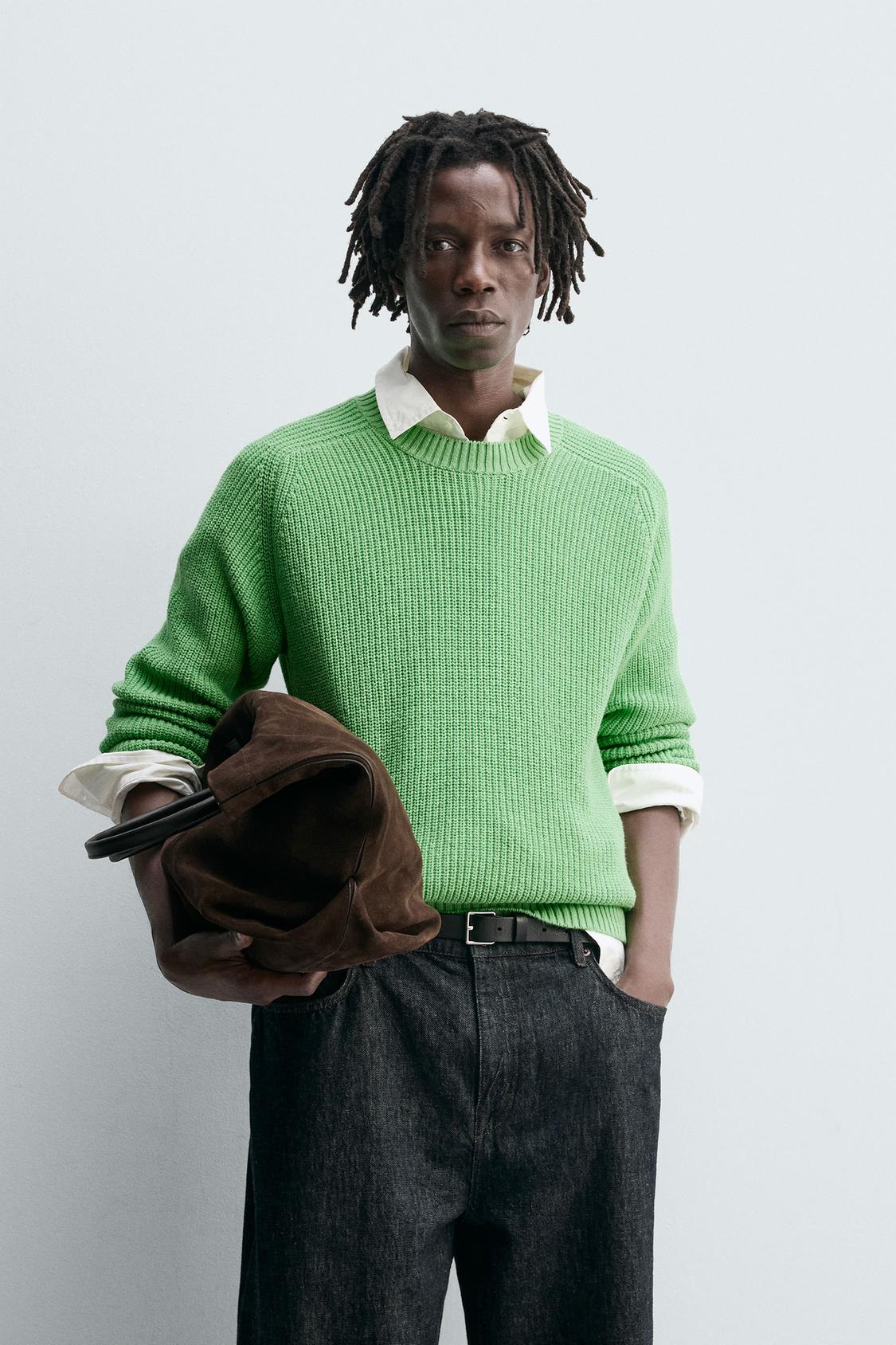 TEXTURED COTTON-CASHMERE SWEATER