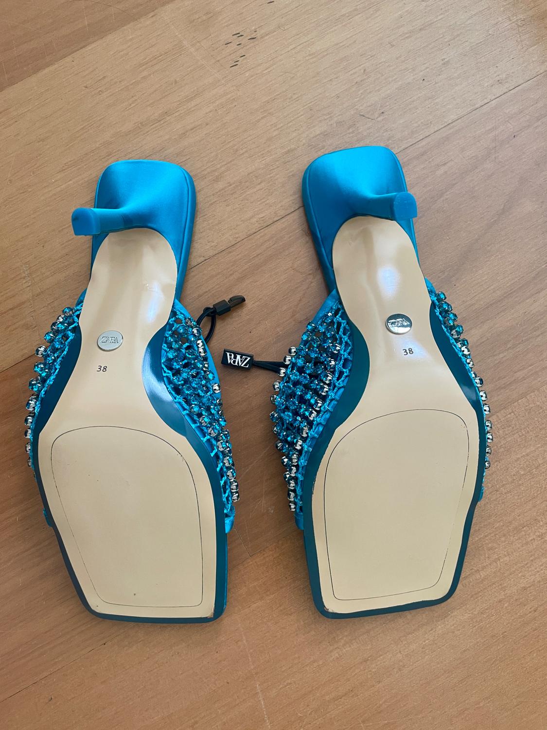 MESH HEELED MULES WITH RHINESTONES - Image 3