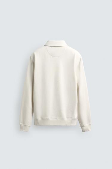 SWEAT POLO À ZIP - Écru de Zara - Image 8