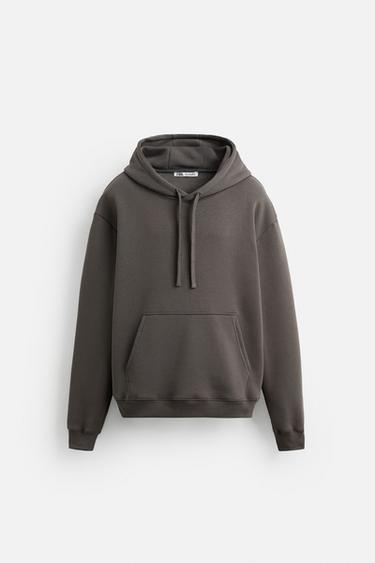 Zara BASIC HOODIE SWEATSHIRT - Anthracite grey