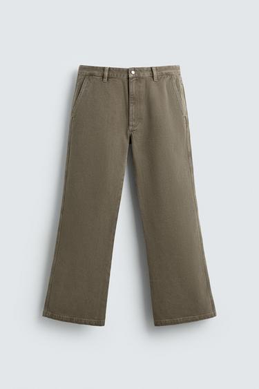 CHINO WIDE FLARE FIT JEANS - Ochre by Zara