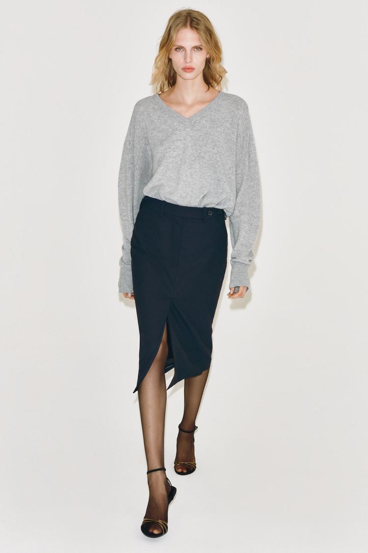 Falda midi rayas zw collection