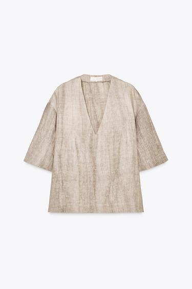 ZW COLLECTION 100% LINEN TIE-DYE TOP - Multicoloured by Zara