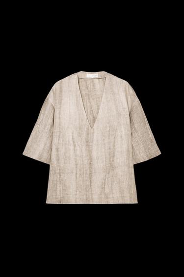 ZW COLLECTION 100% LINEN TIE-DYE TOP - Multicoloured by Zara
