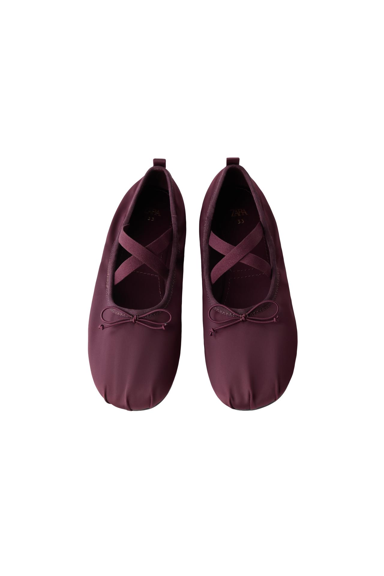 SATIN BALLET FLATS — Maroon