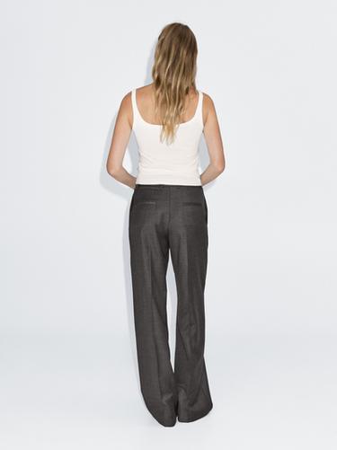 Pantalón traje ancho 100% lana - Negro oro de Zara - Imagen 0