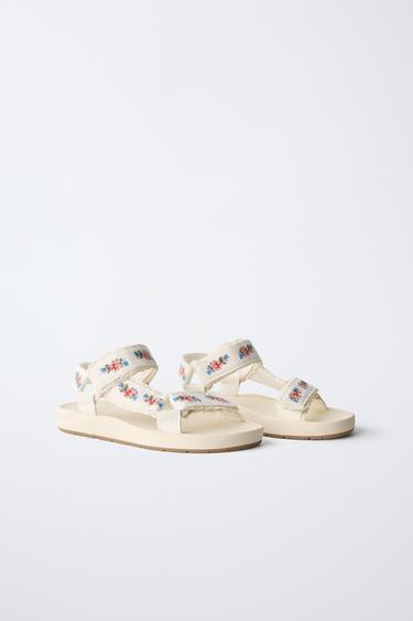 EMBROIDERED TECHNICAL SANDALS - Ecru White by Zara - Image 1