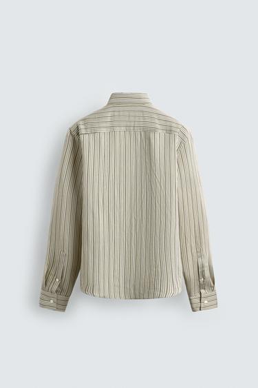 CHEMISE RELAXED FIT À RAYURES - Jaune clair de Zara - Image 8