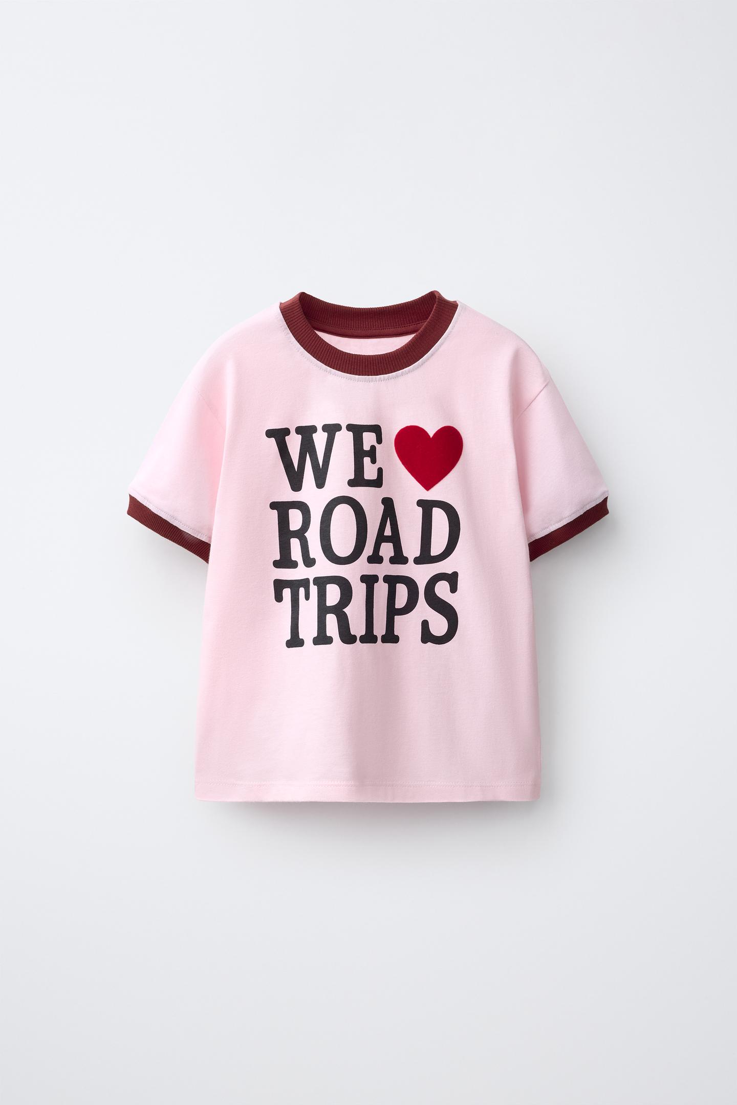 Детская футболка Zara Text Print, цвет: Розовый — фото 1