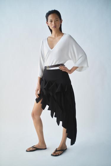 FALDA ASIMÉTRICA ZW COLLECTION - Negro de Zara