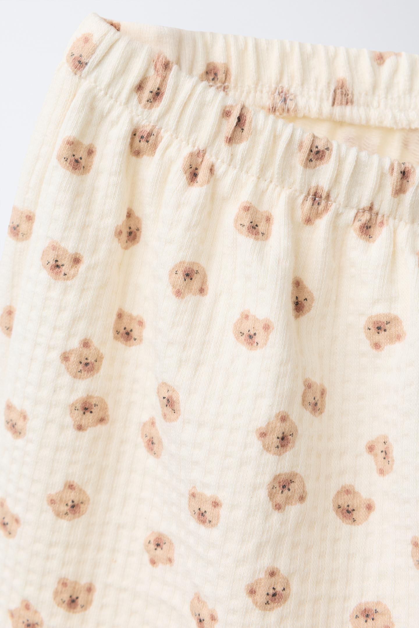 Детские брюки Zara Textured Teddy Bear Print Trousers, цвет: Серо-коричневый коричневый — фото 3