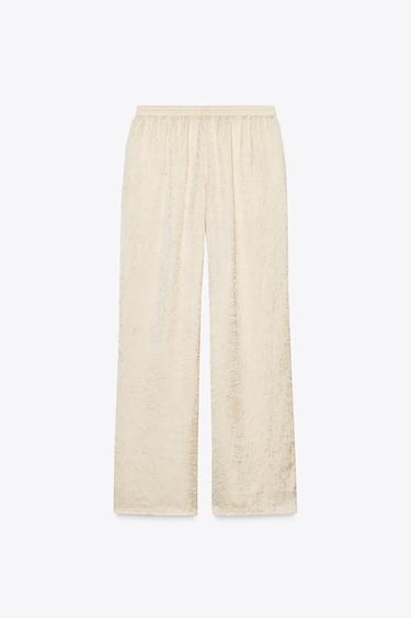 PANTALON LARGE EFFET PLISSÉ - Beige de Zara - Image 5