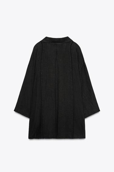 ZW COLLECTION 100% LINEN SHIRT - Black by Zara - Image 5