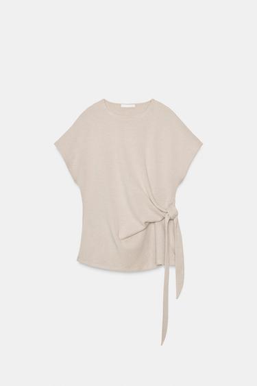 SOFT KNOT TOP - Sand / Marl by Zara