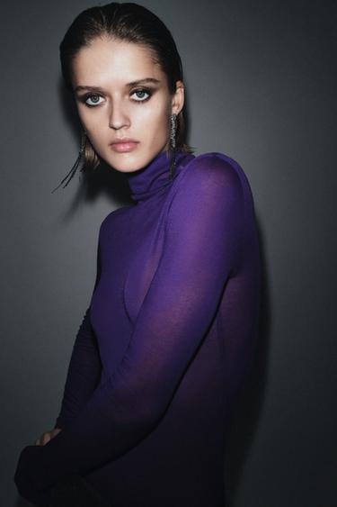 T-SHIRT EN COTON SUPIMA® - Violet de Zara - Image 1