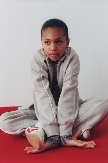 ШИРОКІ СПОРТИВНІ ШТАНИ З КОНТРАСТНОЮ ОЗДОБОЮ - Пісочний/глинястий Zara