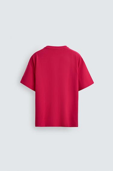 T-SHIRT RELAXED FIT À COUTURES - Fuchsia de Zara - Image 6