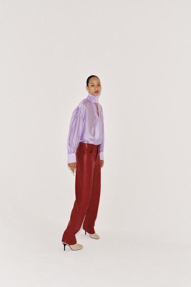 CHEMISE SATINÉE À LIENS ZW COLLECTION - Violet de Zara - Image 5