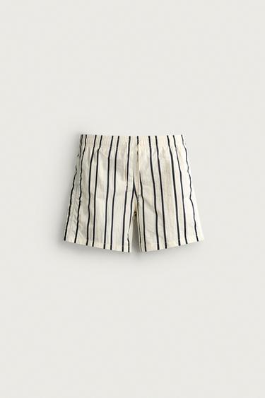 Zara STRIPED MEDIUM-LENGTH SWIM SHORTS - striped