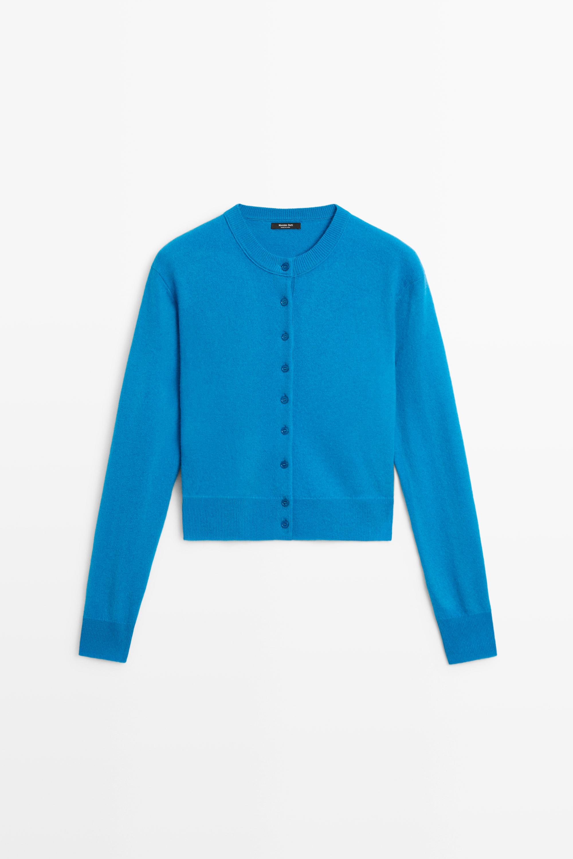 Knit cardigan with button detail — Turquoise