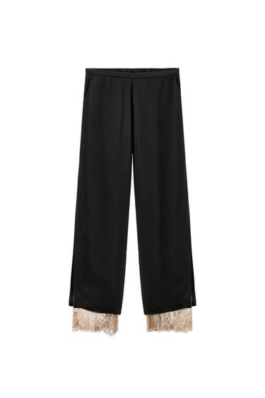 SATIN TROUSERS WITH LACE VENTS