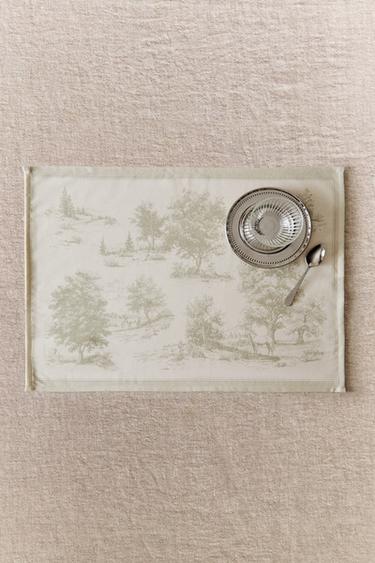 SET OF TOILE DE JOUY HORSE PRINT PLACEMATS (SET OF 2) - Greenish by Zara