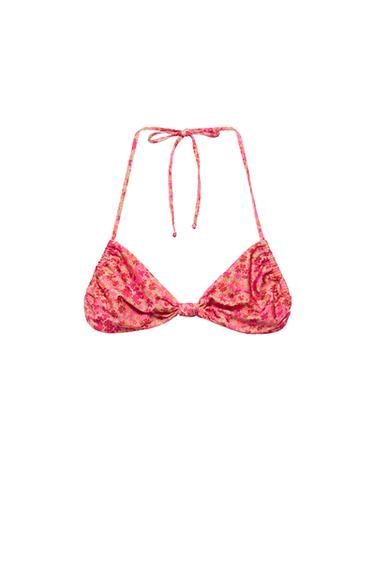 TOP BIKINI A FASCIA STAMPA FLOREALE - Rosa di Zara