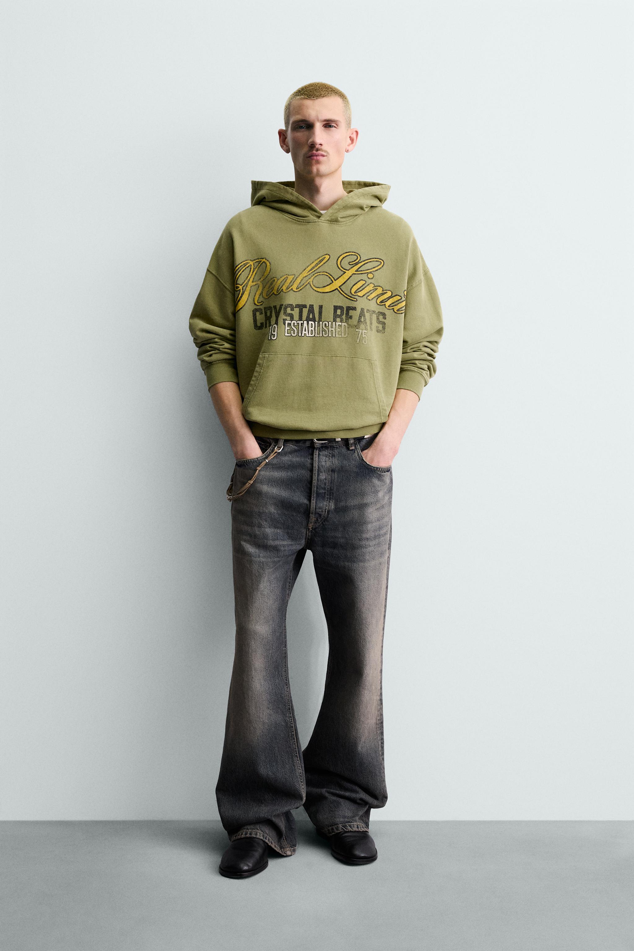 WASHED PRINTED TEXT SWEATSHIRT