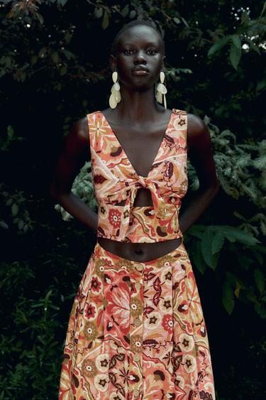 RUSTIC PRINTED KNOT TOP - Multicoloured by Zara - Image 4