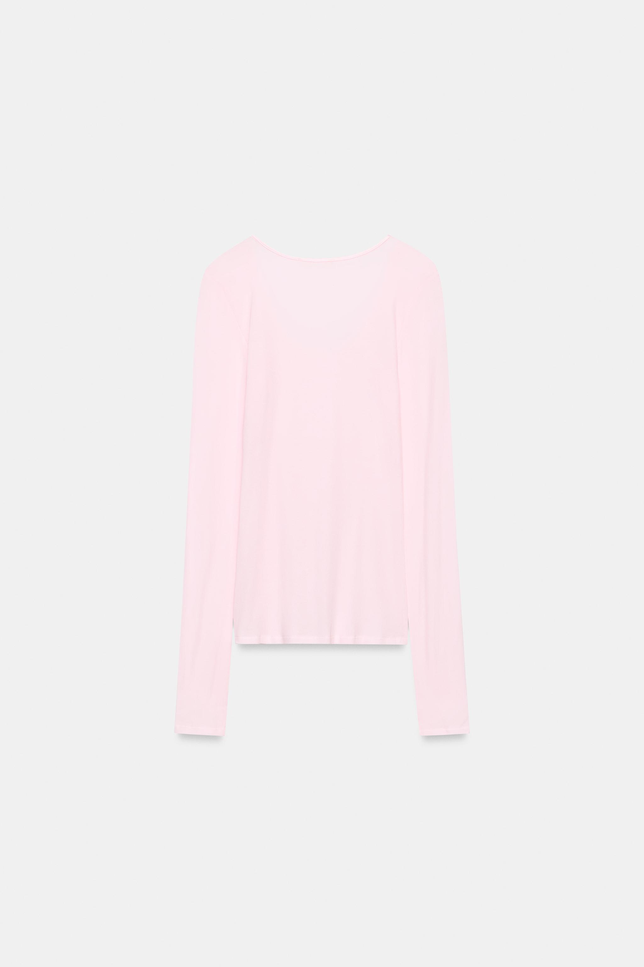 Женские футболки Zara COTTON ROUND NECK T-SHIRT — фото 5