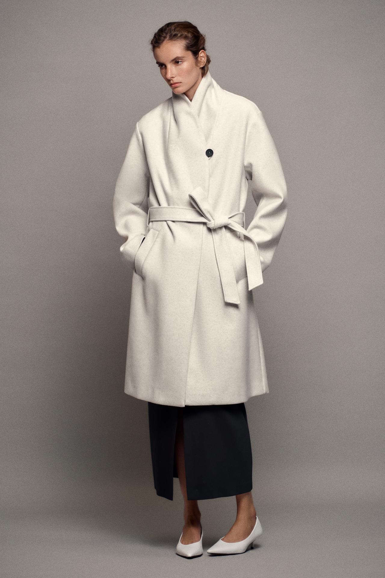 SOFT BELTED COAT — Ecru