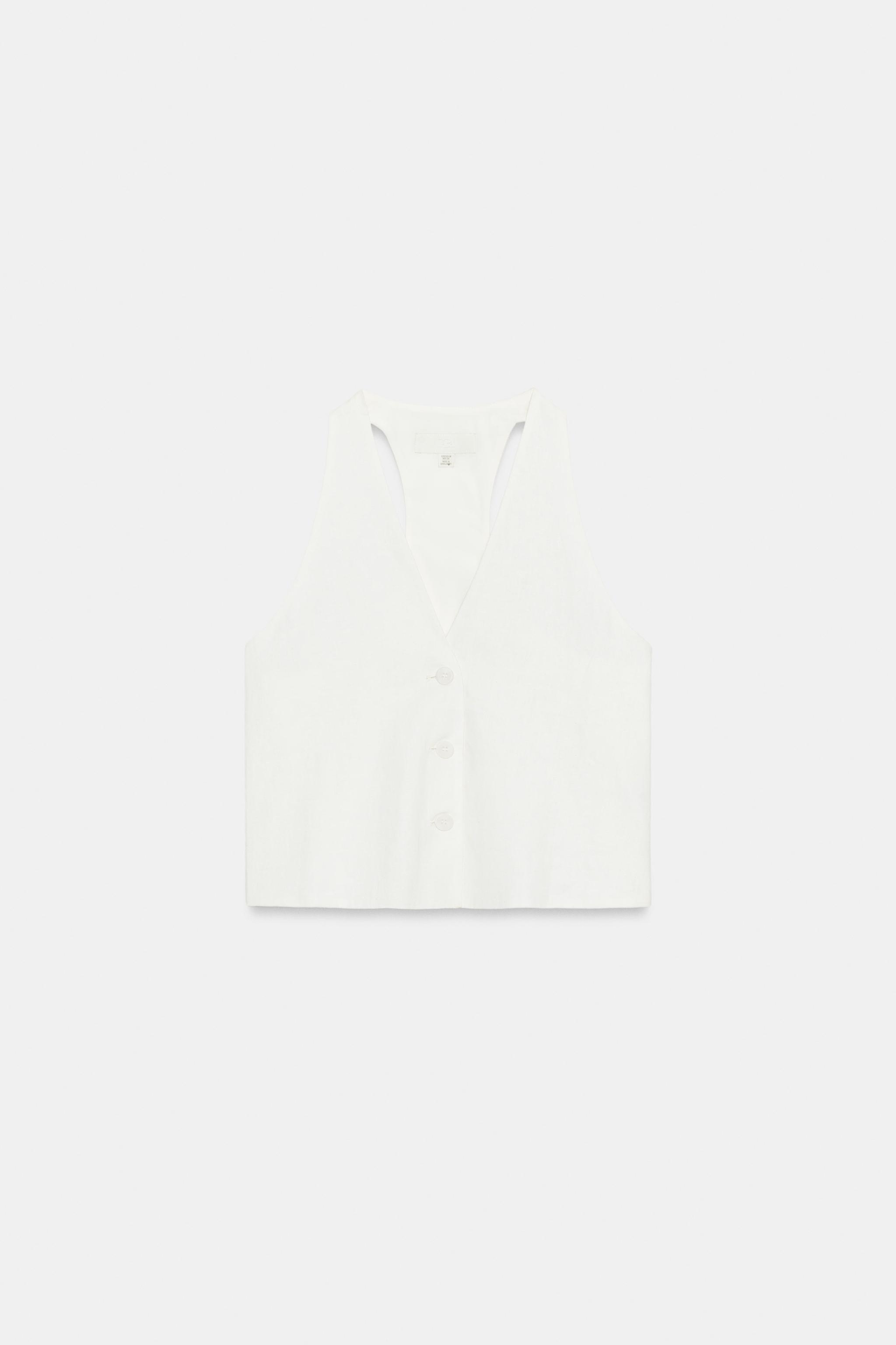 Женские жилеты Zara LINEN BUTTON VEST — фото 4