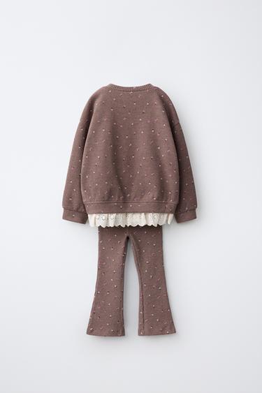 FLORAL PRINT SWEATSHIRT AND FLARE LEGGINGS SET — Clay 2