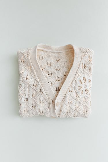 Zara LILLEDEGA KOOTUD KARDIGAN - Ecru